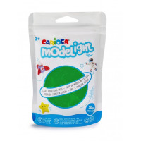 Pack Carioca Modelight Pasta de Moldear - Super Ligera - Elastica - Maleable - Se Seca al Aire - No Ensucia - Colores Brillantes - sin Gluten - Reutilizable con Agua - 50gr - Color Verde