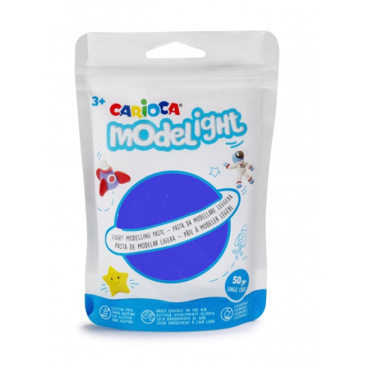 Carioca Modelight Pack de 50gr de Masa de Modelar - Super Ligera - Elastica y Maleable - Se Seca al Aire - No Ensucia las Manos - Reutilizable con Agua - Color Azul