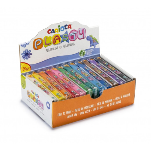 Carioca Expositor de 12 Plastilinas 150gr - Facil de Usar - No Se Seca - Reutilizable - Colores Brillantes Mezclables - Libre de Gluten - Color Varios