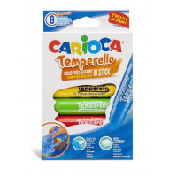 Carioca Temperello Pack de 6 Temperas Solidas - Colores Brillantes y Lavables - Gran Cobertura - Faciles de Mezclar - Acabado Satinado - Secado Rapido - No Arruga el Papel - Color Varios