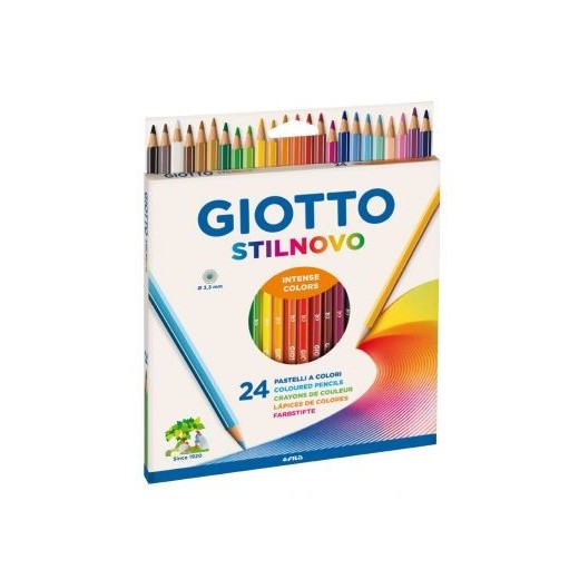 Giotto Stilnovo Pack de 24 Lapices de Colores Hexagonales - Mina 3.3mm - Madera - Colores Surtidos