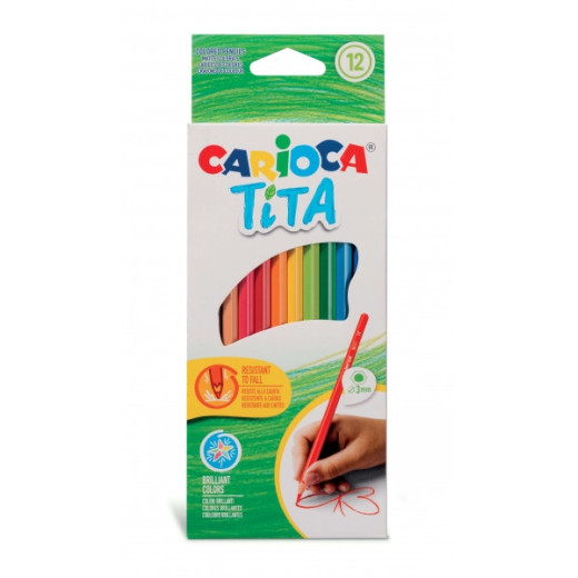 Carioca Tita Pack de 12 Lapices de Resina - Cuerpo Hexagonal - Escritura Blanda - Mina Segura y Super Resistente a las Caidas - Color Varios