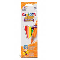 Carioca Pack de 6 Lapices Triangulares Maxi Neon - Colores Fluorescentes - Escritura Blanda - Aptos para Subrayar y Resaltar - Facil Agarre y Sacar Punta - Mina de Ø 5mm - Color Varios