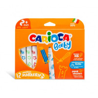 Carioca Baby Marker Pack de 12 Rotuladores - Punta Redonda y Bloqueada - Cuerpo de Gran Dimension - Superlavables - Dermatologicamente Testados - Color Varios