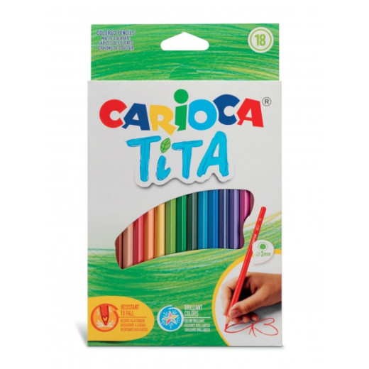 Carioca Tita Pack de 18 Lapices de Resina - Cuerpo Hexagonal - Colores Brillantes y Lavables - Escritura Blanda - Mina Segura y Super Resistente a las Caidas - Color Varios