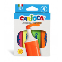 Carioca Memolight Pack de 4 Subrayadores - Punta Biselada de 5mm - Colores Brillantes y Lavables - Tinta a Base de Agua - Color Varios