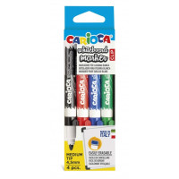 Carioca Whiteboard Clip Pack de 4 Rotuladores Borrables para Pizarras Blancas - Punta Media - Punta de Ø 4.5mm - Tapa con Clip - Secado Rapido - Color Varios