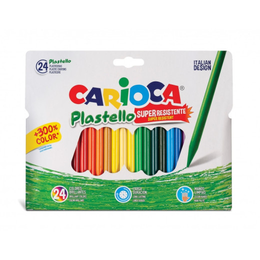 Carioca Pack de 24 Plasticeras Extra Limpias - No Dejan Color en las Manos - Duran Tres Veces mas - Colores Brillantes y Lavables - Faciles de Afilar - Color Varios