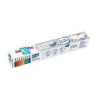 Carioca Coloring Roll White Rollo de Papel Adhesivo para Colorear + 8 Lapices de Colores Surtidos - Aplicable en Superficies Verticales u Horizontales - Reutilizable sin Residuos