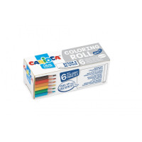 Carioca Mini Coloring Roll White Papel Adhesivo para Colorear + 6 Lapices de Colores - Aplicable en Superficies Verticales u Horizontales - Reutilizable sin Residuos