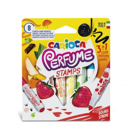 Carioca Pack de 8 Rotuladores Perfumados Doble Punta - Tinta Perfumada y Lavable - Aromas Naturales - Libre de Sustancias Alergenicas - Punta Bloqueada y Conica para Doble Trazo - Color Varios