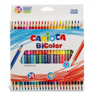 Carioca Pack de 24 Lapices Bicolor Triangulares Lacados - Mina de Alta Calidad Ø 3.3mm - Alta Resistencia a la Rotura - Color Varios