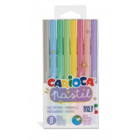 Carioca Pastel Pack de 8 Rotuladores - Tinta Superlavable - Perfectos para Colorear y Subrayar - No Toxicos - Punta Bloqueada Conica - Color Varios
