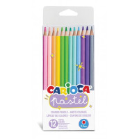 Carioca Pack de 12 Lapices de Madera Pastel - Colores Pastel - Cuerpo Hexagonal - Colores Brillantes y Lavables - Escritura Blanda - Mina Ø 3.3mm Segura y Resistente a las Caidas - Color Varios