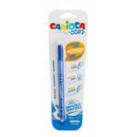 Carioca Oops Blister Boligrafo Borrable - Termo Sensible - Empuñadura Ergonomica Triangular - Punta de 0.7mm - Doble Goma - Recambios Compatibles - Color Azul