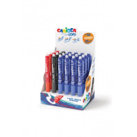 Carioca Oops Expositor de 24 Boligrafos Borrables Retractiles - Tinta Termo Sensible - Empuñadura Ergonomica Triangular - Punta de Ø 0.7mm - Doble Goma - Recambios Compatibles - Color Varios