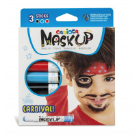 Carioca Mask Up Pack de 3 Colores para la Piel en Barra Carnival - Colores Brillantes - Lavables - Base Agua - Incluye 2 Tutoriales Paso a Paso - Color Varios