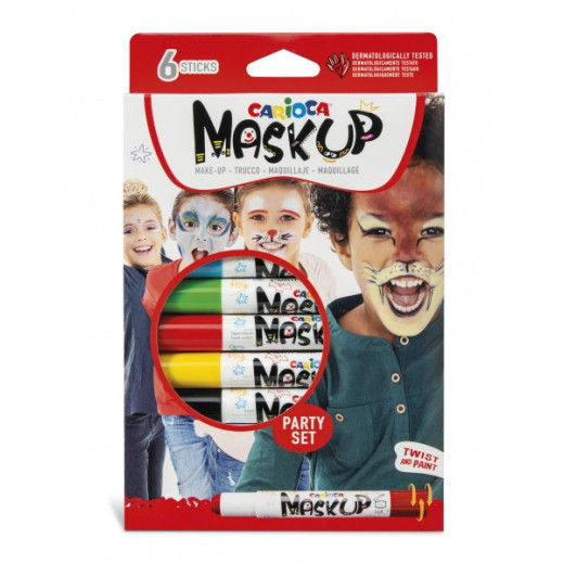 Carioca Mask Up Pack de 6 Colores para la Piel en Barra - Colores Brillantes - Lavables - Base Agua - Incluye 2 Tutoriales Paso a Paso - Color Varios