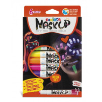 Carioca Mask Up Pack de 6 Colores para la Piel en Barra Neon - Ideales para Fiestas - Fluorescentes con Luz Ultravioleta - Brillantes y Lavables - 2 Tutoriales Incluidos - Color Varios