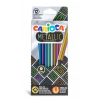 Carioca Metallic Pack de 12 Lapices Hexagonales Metalicos - Colores Cubrientes - Ideales para Superficies Oscuras - Mina Premium de Ø 3.3mm Resistente a las Caidas - Faciles de Afilar - Color Varios