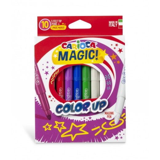 Carioca Color Up Pack de 10 Rotuladores Magicos - Tinta Magica Cambia de Color - Punta Maxi Bloqueada y con Tapa Ventilada - Color Varios