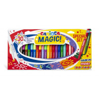 Carioca Magic Markers Pack de 30 Rotuladores Magicos - Tinta Magica Cambia de Color - Incluye Rotulador Magink para Cambiar o Borrar Colores - Punta Maxi Bloqueada con Tapa Ventilada - Color Varios