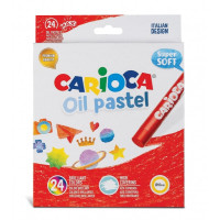 Carioca Pack de 24 Pasteles al Oleo - Colores Brillantes - Lavables - Resistentes a la Luz - Cubrientes - Faciles de Mezclar - Maxi Cuerpo - Uso en Papel