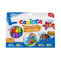 Carioca Temperello Pack de 24 Temperas Solidas - Colores Brillantes y Lavables - Gran Cobertura - Faciles de Mezclar - sin Disolventes - Acabado Satinado - Color Varios