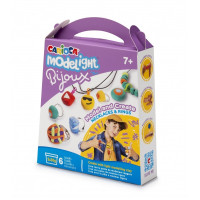 Carioca Modelight Bijoux Pack de Creacion de Joyas - Pasta Super Ligera y Elastica - sin Gluten - Seca al Aire - Colores Brillantes y Mezclables - Tutorial Incluido - Color Varios