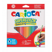 Carioca Supercolor Pack de 24 Lapices de Madera - Cuerpo Triangular - Colores Intensos y Gran Opacidad - 3.5mm degrosor - Color Varios