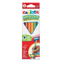 Carioca Supercolor Pack de 6 Lapices de Madera - Cuerpo Triangular Maxi - Colores Intensos y Gran Opacidad - Lapizgrueso Ø 5mm - Color Varios