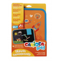 Carioca Kit de Dibujo Portatil para Niños - a Partir de 24 Meses - Perfecto para Jugar Fuera de Casa - Formato A4 - Contiene 4 Tizas de Colores - Color Varios