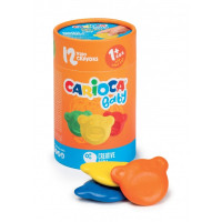 Carioca Teddy Crayons Pack de 12 Ceras de Colores - Certificadas a Partir de los 12 Meses - Diseñadas para Entrenar el Agarre Digital - Color Varios