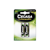 Cegasa HR6 Pack de 2 Pilas Recargables AA 2100mAh - Tecnologia Rtu - Mantiene 85% Energia un Año - Ideal para Dispositivos de Alta Intensidad