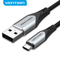 Vention Cable Micro USB Reversible - Carga Rapida 3A - Transmision 480Mbps - Durabilidad Mejorada - Proteccion de Bateria - Color Gris