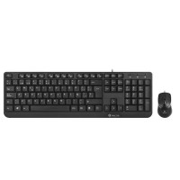 NGS Kit Teclado Multimedia y Raton con Cable - QWERTY Italiano - 12 Teclas Multimedia - Color Negro