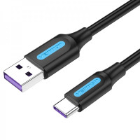 Vention Cable USB 2.0 Macho a USB-C Macho - 5A - 100W - 480Mbps - 0.25m - Color Negro