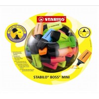 Stabilo Boss Mini Expositor con 50 Marcadores Fluorescentes - Trazo entre 2 y 5mm - Tinta con Base de Agua - Antisecado - Color