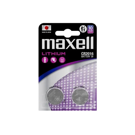 Maxell Pack de 2 Pilas Litio de Boton CR2016 3V