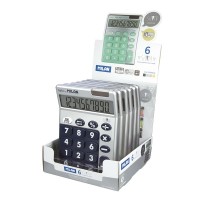 Milan Expositor de 6 Calculadoras 10 Digitos Silver - Calculadora de Sobremesa - Teclas Grandes - Tecla Rectificacion Entrada d