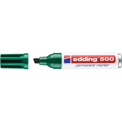 Edding 500 Rotulador Permanente - Punta Biselada - Trazo entre 2 y 7 mm. - Recargable - Secado Instantaneo - Color Verde
