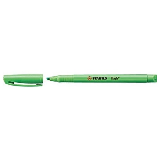 Satabilo Flash Marcador Fluorescente - Tamaño Bolsillo - Trazo de 1 y 3.5mm - Tinta con Base de Agua - Color Verde