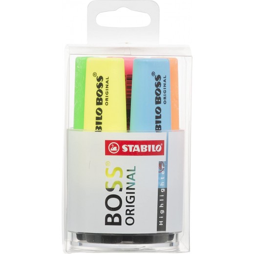 Stabilo Boss 70 Pack de 6 Marcadores Fluorescentes - Trazo entre 2 y 5mm - Recargable - Tinta con Base de Agua - Colores Surtid