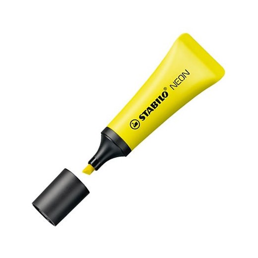 Stabilo Neon 72 Marcador Fluorescente - Trazo entre 2 y 5mm - Tinta con Base de Agua - Cuerpo en Forma de Tubo - Color Amarillo
