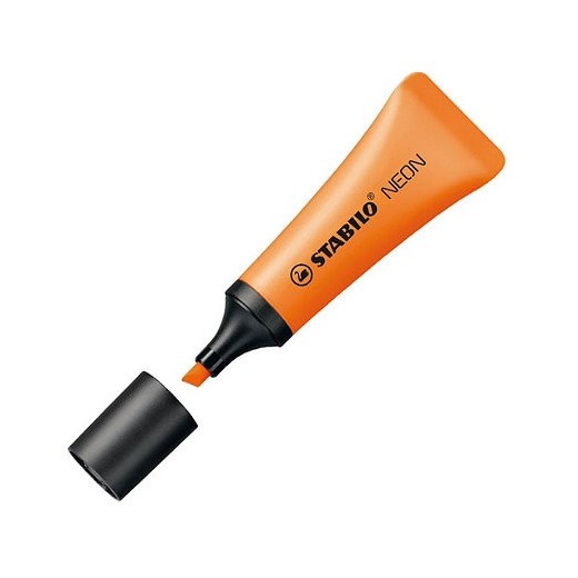 Stabilo Neon 72 Marcador Fluorescente - Trazo entre 2 y 5mm - Tinta con Base de Agua - Cuerpo en Forma de Tubo - Color Naranja