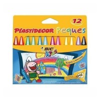 Bic Kids Plastidecor Peques Caja de 12 Lapices de Cera Triangulares - Ideal Niños Pequeños - Textura blanda - No Mancha