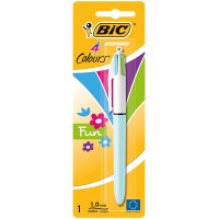 Bic 4 Colours Fun Boligrafo de Bola Retractil - Punta Media de 1.0mm - Tinta con Base de Aceite - Tinta de Colores: Rosa