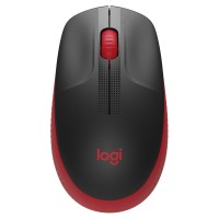 Logitech M190 Full Size Raton Inalambrico USB 1000dpi - 3 Botones - Gran Tamaño - Uso Ambidiestro - Color Negro/Rojo