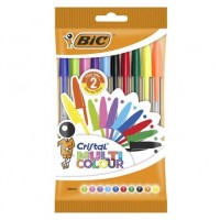 Bic Cristal Multicolour Pack de 10 Boligrafos de Bola - Punta Redonda de 1.6mm - Trazo 0.42mm - Tinta con Base de Aceite - Colo
