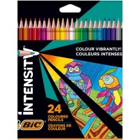 Bic Intensity Color Up Caja de 24 Lapices Triangulares de Colores Surtidos - Fabricados en Resina - Mina Ultraresistente de 3.2